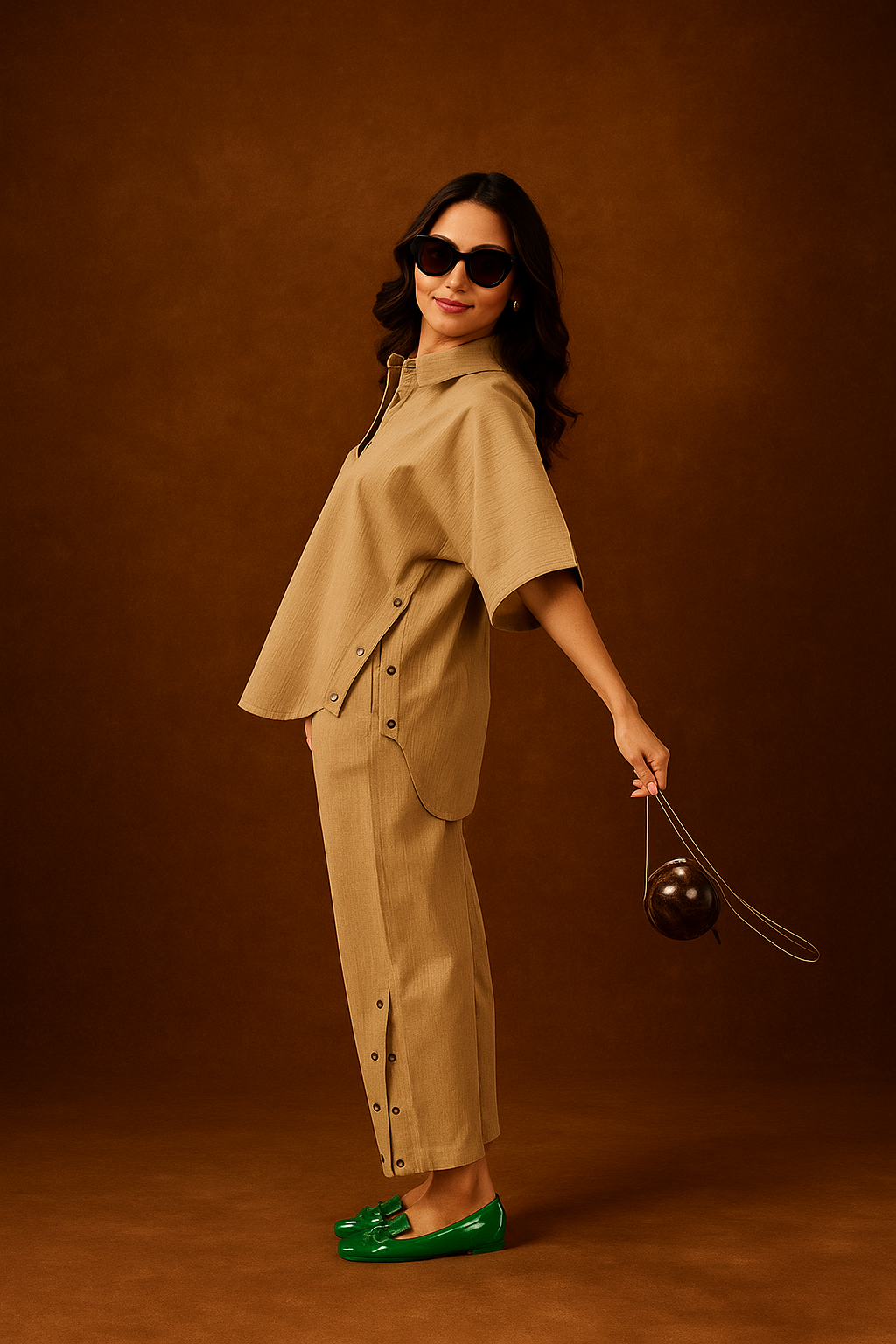 1015 - 2 Evenfall Urban Slub Co-Ord Set - Dune Beige