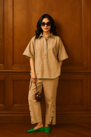 Evenfall Urban Slub Co-Ord Set - Dune Beige