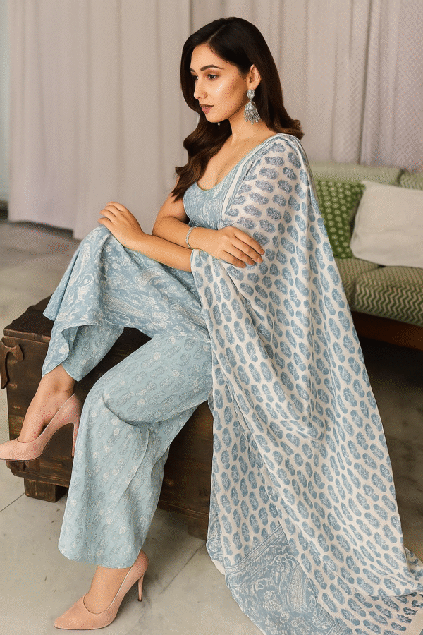 Evenfall Sky Bloom Cotton Suit Set
