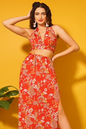Evenfall Fiery Bloom Luxe Maxi Dress